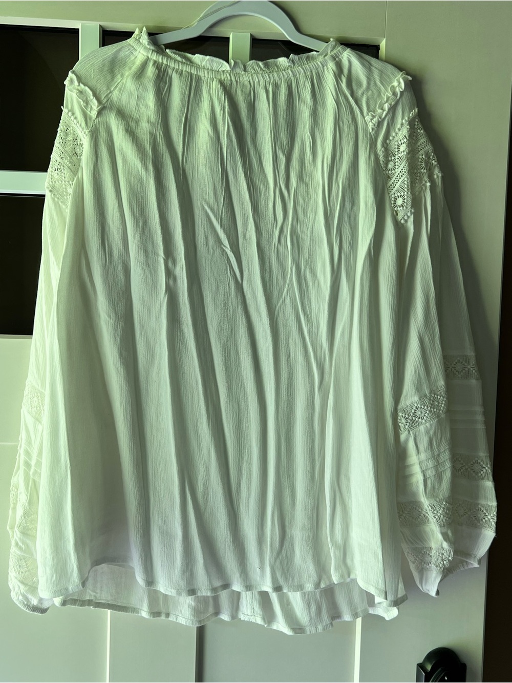 White Embroidered Peasant Blouse - Women Tops - Picture 4 of 7